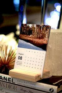 2024 in Canberra - Calendar Cards with Natural Wood Desk Stand