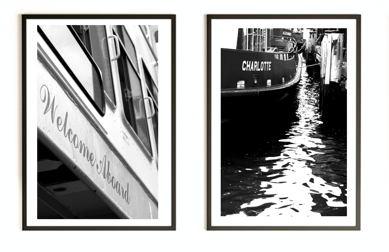 Welcome Aboard - Circular Quay Charlotte Sydney Ferry -  Set of 2 Black & White Fine Art Prints