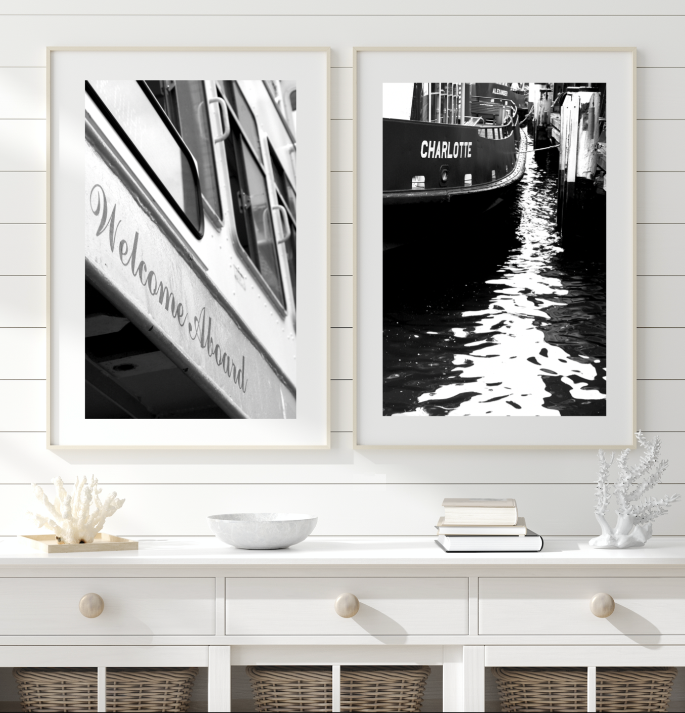 Welcome Aboard - Circular Quay Charlotte Sydney Ferry -  Set of 2 Black & White Fine Art Prints