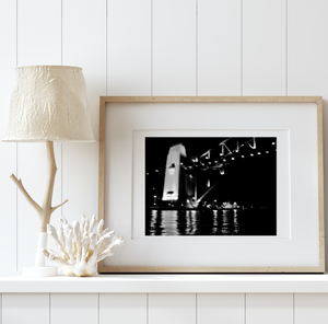 Harbour Nights • Sydney Harbour Bridge • Black & White Abstract Photography Print