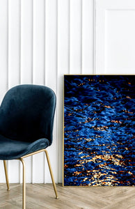 Sydney Harbour Shimmer • Abstract Blue & Gold Fine Print Artwork