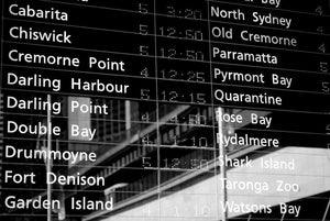 All Stops To Sydney - Ferry Timetable - Black & White Fine Photography Print